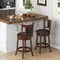 Upholstered Bar Stools Set of 2 with Curved Backrest and Footrest